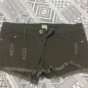 Blue asphalt jean shorts